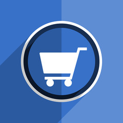 blue flat design cart modern web icon