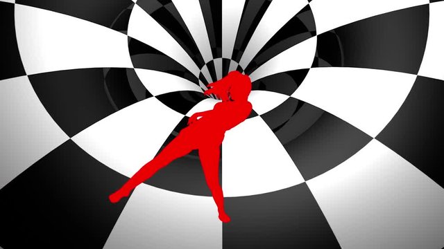  dancer silhouette Checker Tunnel motion background .