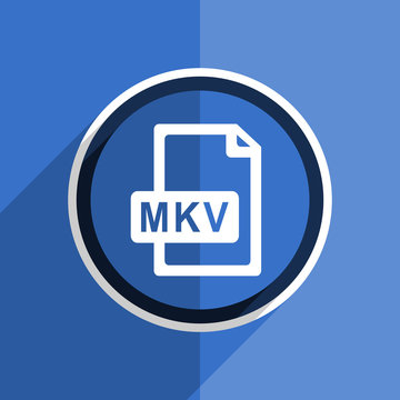 blue flat design mkv file modern web icon