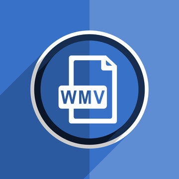 blue flat design wmv file modern web icon