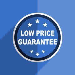 Fototapeta na wymiar blue flat design low price guarantee modern web icon