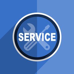 blue flat design service modern web icon