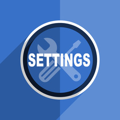 blue flat design settings modern web icon