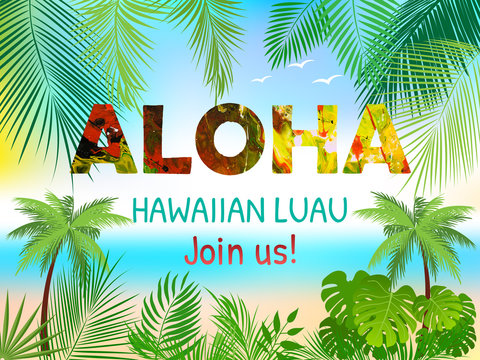 Fototapeta Aloha, Hawaiian Party Szablon zaproszenia