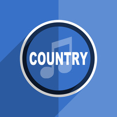 blue flat design music country modern web icon