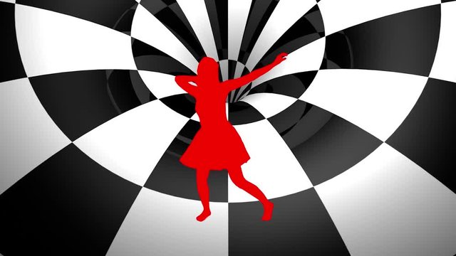 dancer red silhouette Checker Tunnel motion background