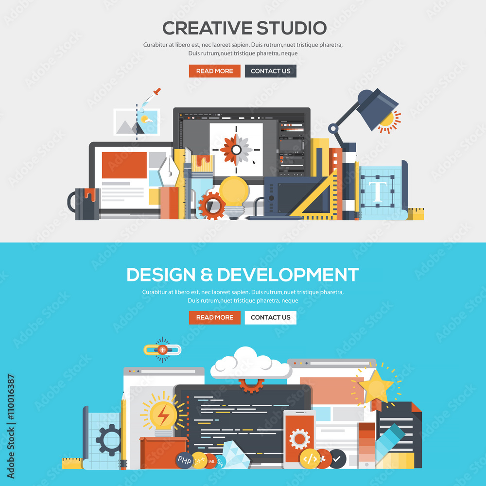 Canvas Prints flat design concept banner- creative studio and development