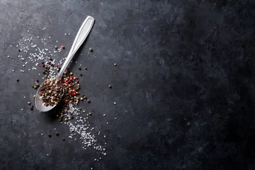 Zelfklevend Fotobehang Pepper and salt spices © karandaev
