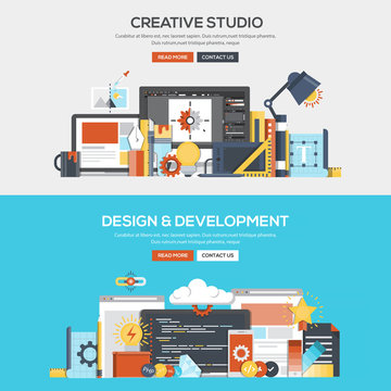 Flat design concept banner- Creative Studio and Development
