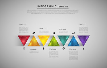 infographic with colorful triangle crystals, design element