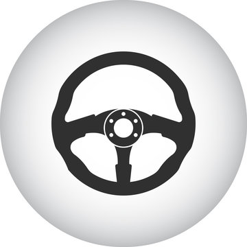 Steering wheel sign simple icon on background