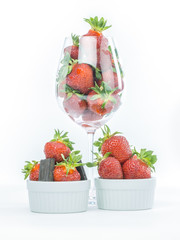 red strawberries in dessert cups