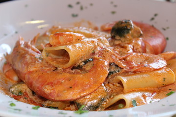paccheri with seafood