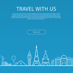 Infographics elements. Travel and Famous Landmarks. Line vector illustration.