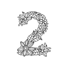 Number 2 coloring book for adults vector