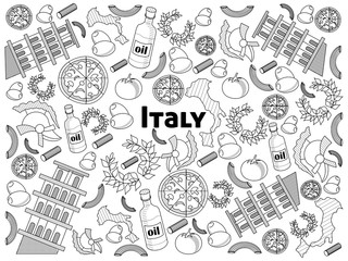 Italy colorless set vector illustration