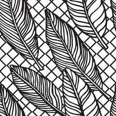 Fototapeta premium Simple seamless tropical jungle floral pattern background 