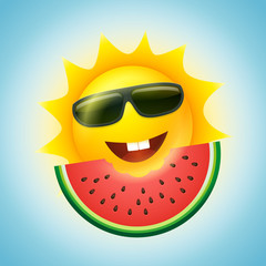 Summer Concept Sun and Watermelon