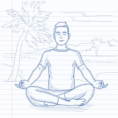Man meditating in lotus pose.