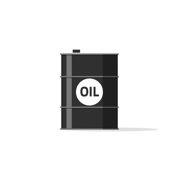 Oil barrel icon, oil tank with oil text emblem, fuel can, chemical container concept simple flat illustration design isolated on white background image