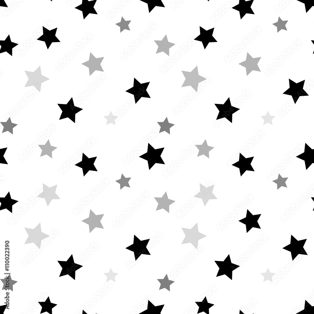 Canvas Prints stars seamless pattern black and white retro background. chaotic elements. abstract geometric shape 