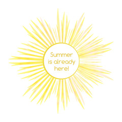 Summer sun rays frame for season projects. Vector bright sunshine.