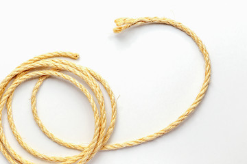 coiled rope on a white background close up