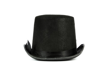 black tall hat on white background
