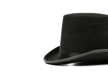 black tall hat on white background