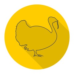 Turkey line icon with long shadow