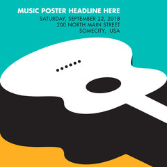 Guitar musical template with space for your type