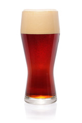 Glass of beer on white