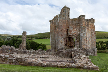 Fototapeta na wymiar View of the ruins of Edlingham Castle