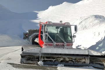snow mobile in mountains