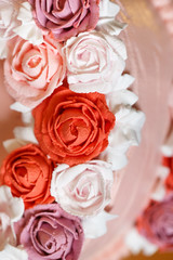 Birthday cake with red roses.