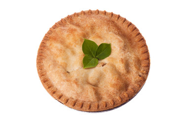 close-up of an apple pie.