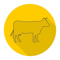 Cow line icon with long shadow