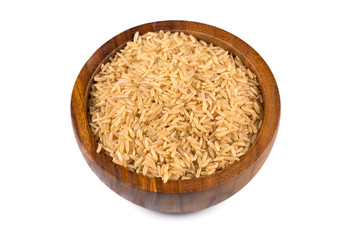 Rice in wooden bowl
