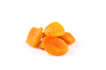 Dried apricots on white background