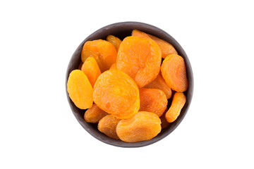 Dried apricots on white background