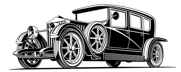 Fototapety  luksusowy vintage czarny klasyczny samochód limuzyna ilustracji wektorowych