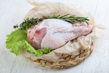 Raw turkey leg