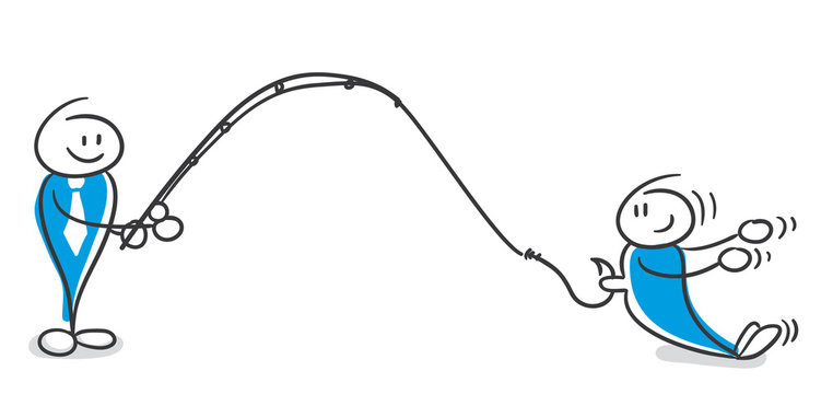 Stick Figure Series Blue / Angeln, an Land ziehen