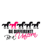 be different be a unicorn horse series pattern design unicorn pink horse outline silhouette shadow symbol logo stallion