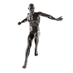 Fototapeta na wymiar Abstract black plastic human body mannequin over white background. 3D rendering illustration