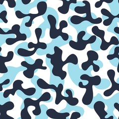 Fototapeta na wymiar Blue Camouflage Seamless Pattern