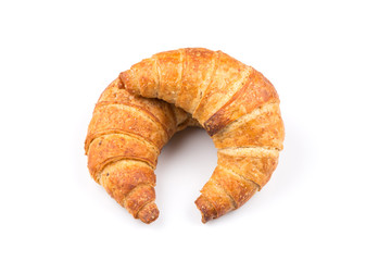 Croissant over white background