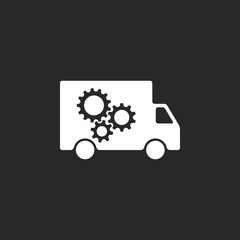 Delivery repair truck sign simple icon on background