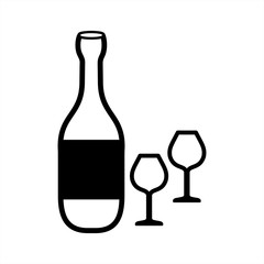 champagne glasses alcohol drink icon simple black