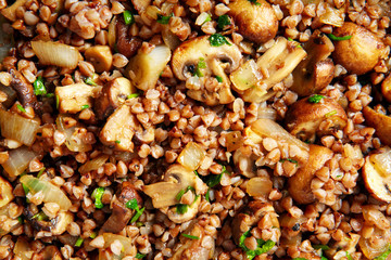 Fried mushrooms in a frying pan